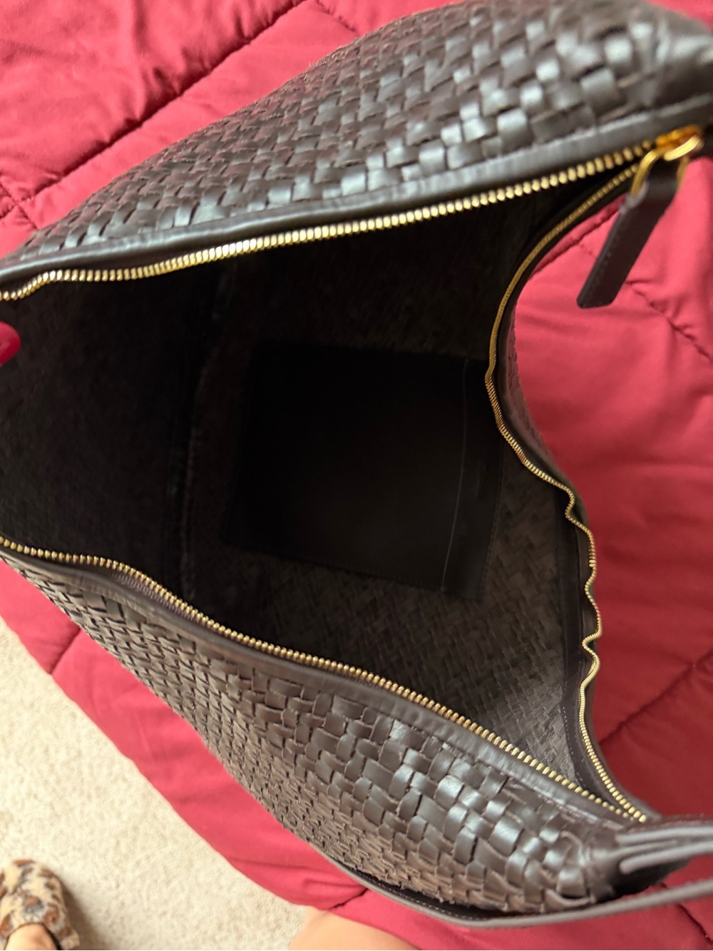 Madewell Essential Curve Woven Leather Hobo Shoulder Bag - Brown - Picture 4 of 5
